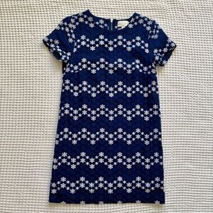 Jun & Ivy Navy Blue and White Embroidered Eyelet Short-Sleeve Shift Dress: Small